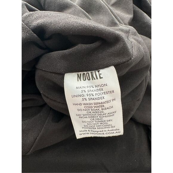 NWT Nookie High Halter Neck Bow Side Split Sequin Charisma Gown Black Size Large - Picture 9 of 10